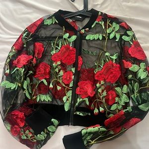 Fashion Nova Crop Rose Jacket